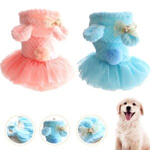 Walbest Dog Dress, Warm Dog Coat Clothes Sweater Dress Dog Skirt Puppy Jacket Pet Indoor Outdoor Winter Coats, Doggy Apparel for Small Medium Dogs&Cats Chihuahua Bulldogs