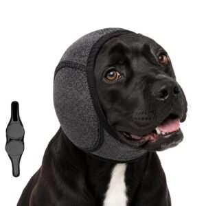 Noise Cancelling Ear Wrap, Dog Ear Muffs Noise Protection with Adjustable Calming Hoodie for Grooming Bathing, Firework Thunder Travel