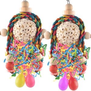 Cockatiel Toys, 2PCS Bird Foraging Toys Sola Balls with Sand Hammer, for Small Parrots Parakeets Conures Cockatiels Love Birds Cage Toy