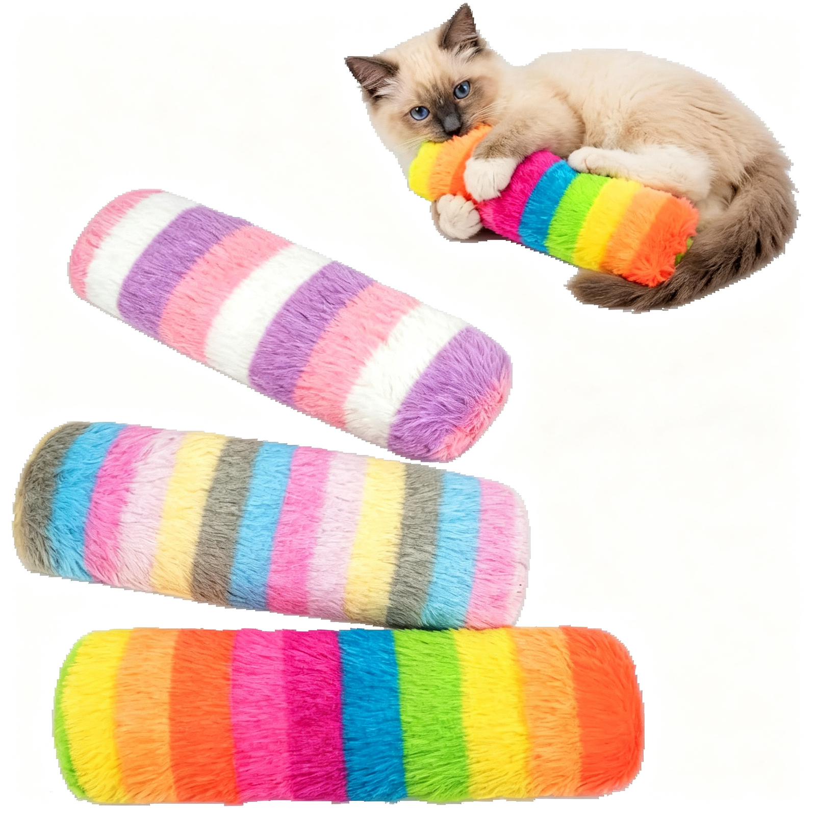 GASTROPOD Cat Toys 3 Pack Catnip Pillows,Soft and Durable Crinkle Sound with Catnip Inside,Interactive Cat Toy Indoor Cats Kitten Kicker,Promotes Kitty Exercise Toys Mothers Day Gifts Rainbow