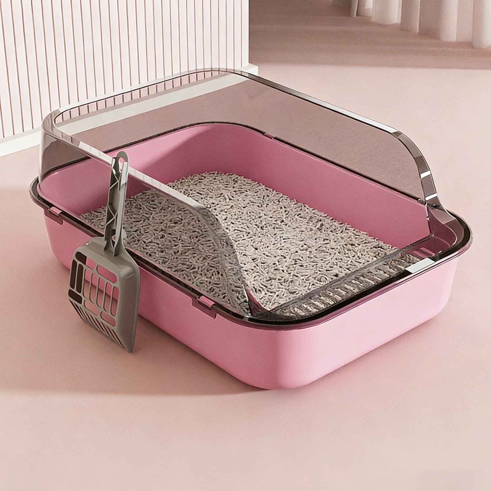 PNNJI Pet accessories Cats Litter Pan Oversized High Fence Semi-Closed Litter Pan Thickened Cats Litter Box Splashproof Pet Supplies