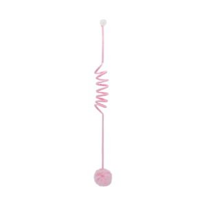 Cat Spring Ball Toy with Bell, Hanging Furry Catnip Ball Retractable Interactive Teaser Stick for Indoor Kittens to Play Chase Exercise Stimulate – Pink