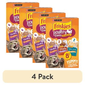(4 pack) Purina Friskies Poultry Faves Lickable Cat Treats Complements Variety Pack