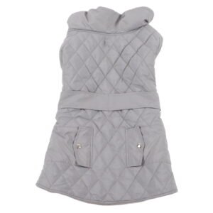 Windproof Dog Winter Coat Adjustable Soft Warm Pet Vest Jacket for Medium Large Dogs Cold Weather Windbreaker with Harness Hole Outdoor Apparel Grey S