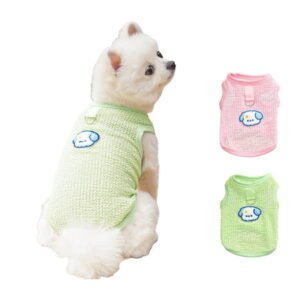 Cute Breathable Mesh Pet Vest with D-Ring, Soft Nylon Dog Cat Clothes for Small Medium Dogs Cats, Puppy Kitten Apparel,Green S