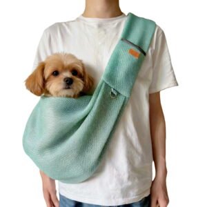 Pet Sling Carrier for Dogs & Cats, Hands-Free Puppy Pouch with Safety Hook, Breathable & Washable Small Pet Travel Bag for Walking, Hiking & Travel