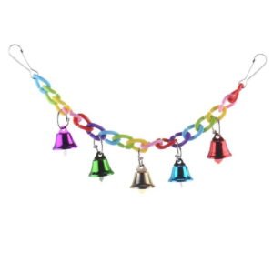 OAVQHLG3B Bird Swing Bells Toys, Colorful Parrot Metal Bells, Hanging Bird Chewing Toys, Bird Cage Accessories, Suitable for Small to Medium Birds Budgie Lovebirds Conures Parakeets