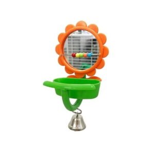 SDFGTstore Plastic Bird Toy with Feeder Bowl and Sunflowers Mirror Parrots Cage Decoration