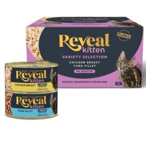 Reveal Natural Wet Kitten Food, Chicken & Tuna Broth Variety Pack, 8 x 2.47oz Cans
