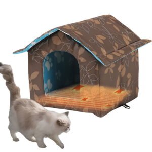 FACEGA Insulated Dog House Outdoor with Self Warming Pad, Weatherproof Pet Shelter Enclosure for Cats, Portable Waterproof Tent for Feral Animals, Indoor Outdoor Heated Dog House