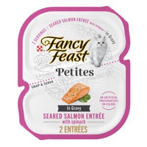 Purina Fancy Feast Petites Seared Salmon Entree with Spinach in Gravy Wet Cat Food, 2.8 oz, 12 Pack