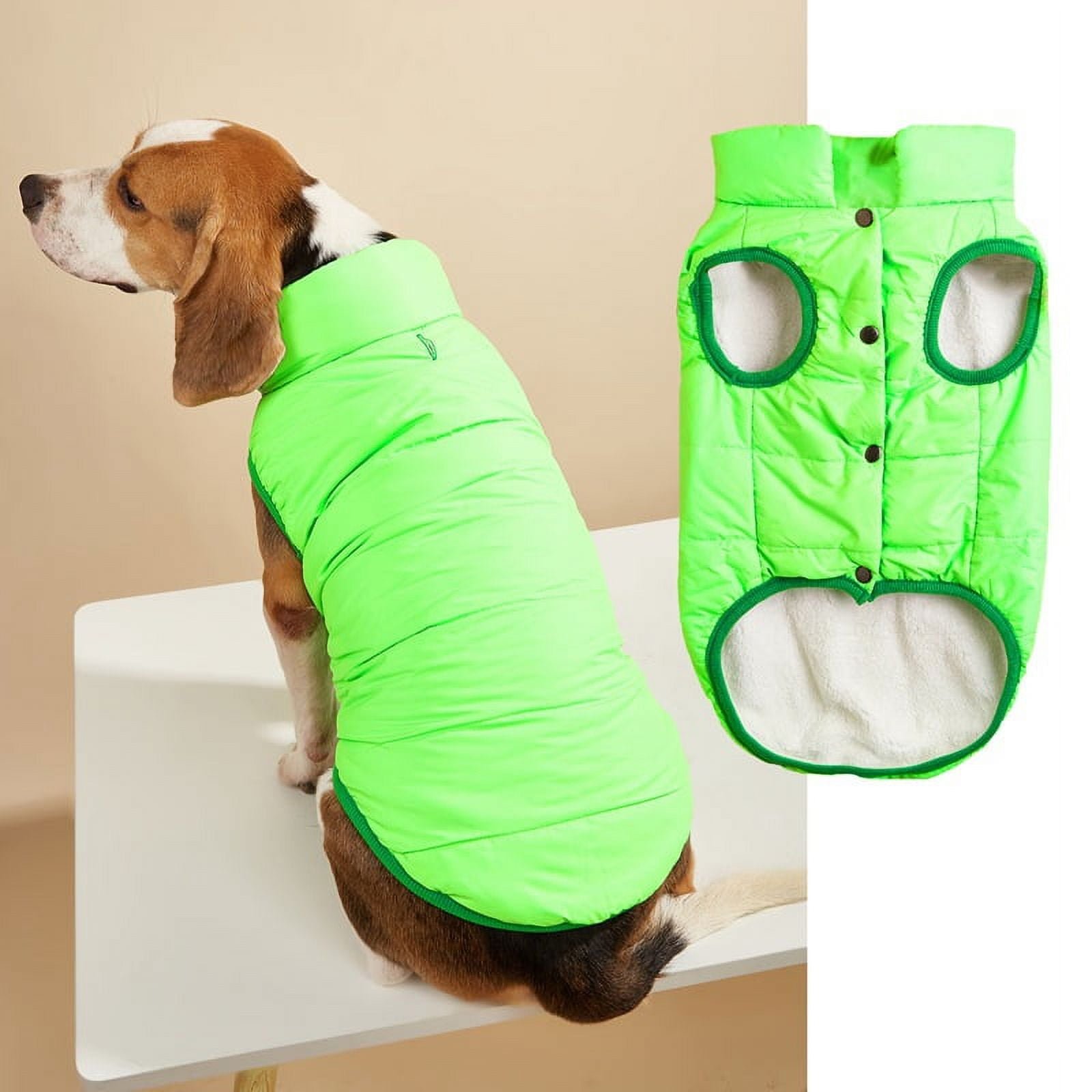 Zhuge Windproof Dog Winter Jacket Dog Coat Warm Dog Vest Cold Weather Pet Apparel with 2 Layers Fleece Lined for Small Medium Large Dogs (XS, Green)