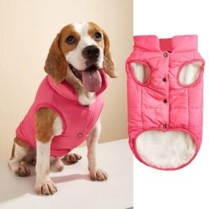 Zhuge Windproof Dog Winter Jacket Dog Coat Warm Dog Vest Cold Weather Pet Apparel with 2 Layers Fleece Lined for Small Medium Large Dogs (M, Rose)