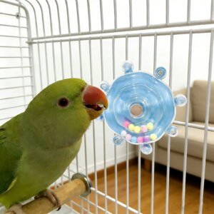 Interactive Bird Spinner Toy 3.15″, Chewable Rotating Rattle For Parakeets, Budgies & Small Parrots, Cage Enrichment Training Pet Toy