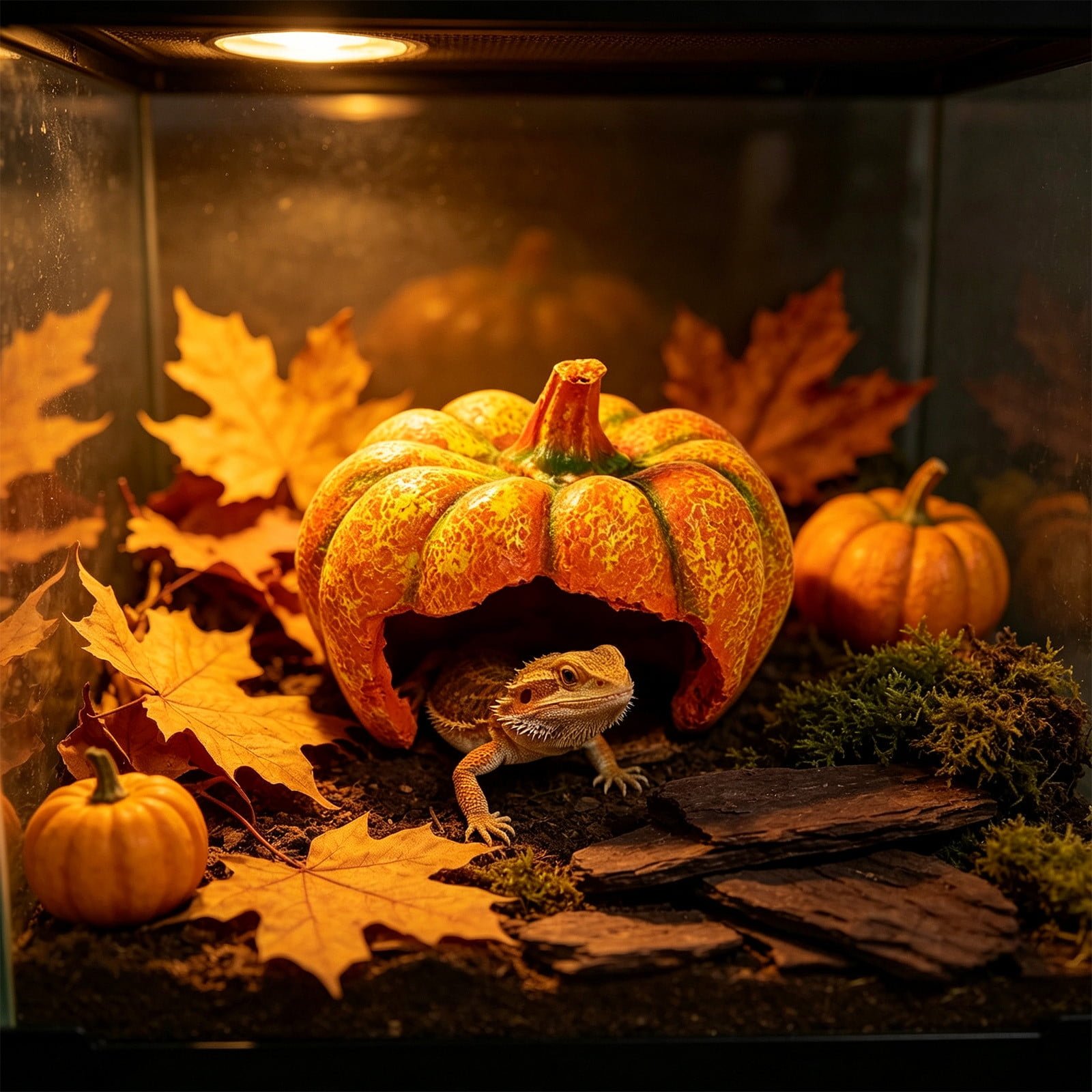 Halloween Sale Clearance!Fall Decorations, Thanksgiving Day Simulated Pumpkin Reptile Hideout Terrarium Decor Shelter Cave Thanksgiving Fall Ornament Safe Rest House For Turtle Lizards Geckos Snake