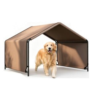 Extra Large Dog House Outside, Dog Tent Outdoor, Big Dog Shade Shelter Doghouse Canopy , Sun Rain Cover for Pet(Brown)