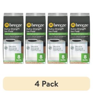 (4 pack) Purina Tidy Cats Breeze Multi-Cat Extra Strength Ion Cat Litter Box Pads, Bright lemongrass Scented Cat Litter Pads Refill Pack