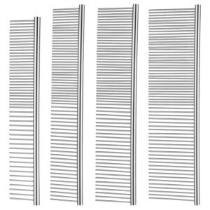 ACDANC 4 Pcs Metal Dog Combs for Grooming Matting,Coarse Pet Butter Comb for Dog ＆ Cat,Stainless Steel Dog Combs,Rounded Corners Prevent Friction and Breakage,Professional Grooming Tool