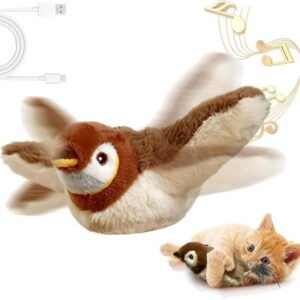 2026 Flying Bird Cat Toy with Chirping Sound and Catnip, Rechargeable Flapping Interactive Toys for Indoor Cats, Plush Feather Teaser