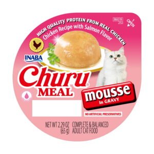 INABA Churu Meal Mousse Adult Wet Cat Food, 2.29 oz cup, 1-count, Chicken Recipe with Salmon Flavor