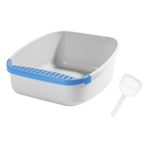 YWMJZEU Cat Litter Boxes Indoor Pan Cat Bedpan for Kitten Kitty Accessories Blue Gray