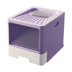 YWMJZEU Foldable Cat Litter Box Durable Cat Litter Tray Pet Accessories for All Kinds of Violet