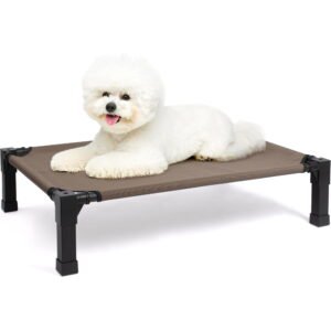 Cooling Elevated Dog Bed, Portable Raised Dog Cot with Washable Mesh, Small (35″L x 25″W x 7.4″H)