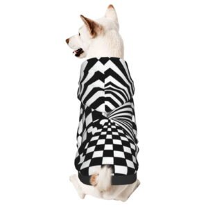 Dog Hoodie Sweatshirts Bulge Checkerboard Pet Clothes Hoodies with Hat Coat for Small Dog Small