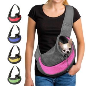 Pet Dog Sling Carrier, Breathable Mesh Portable Travel Safe Pet Sling Shoulder Bag Carrier with Adjustable Non-Slip Shoulder Strap for Small Dogs Cats Puppy