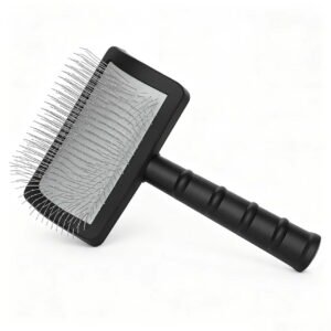 Vruelia Firm Slicker Brush for Cats and dogs- Extra Long Pin Slicker Brush for Large Cats and dogs Pet Grooming Wire Brush and Deshedding (Black)Cat and Dog Massage Brush