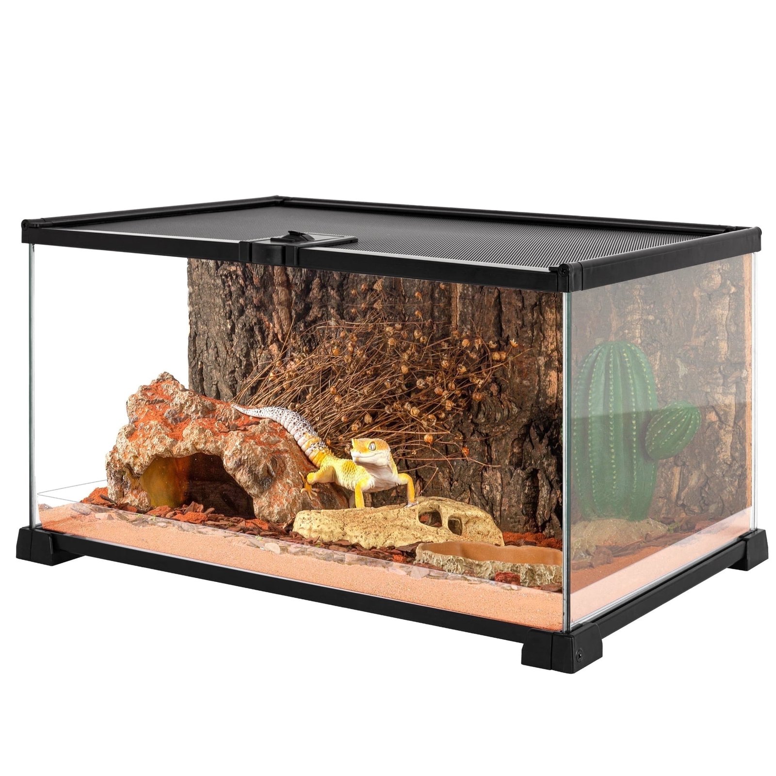 ECOSUB Mini Reptile Tank, 10 Gallon Glass Cages Terrarium, 20″ x 12″ x 10″, for Small Reptile Animal