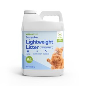 Vibrant Life Lightweight Clumping Cat Litter with Activated Carbon, Unscented, 8.5 lb Jug