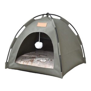 Four Season Mini Pet Tent House, Semi-Closed Rainproof Pet Shelter, Removable Washable Small Dog & Cat Tent for Indoor & Outdoor Green