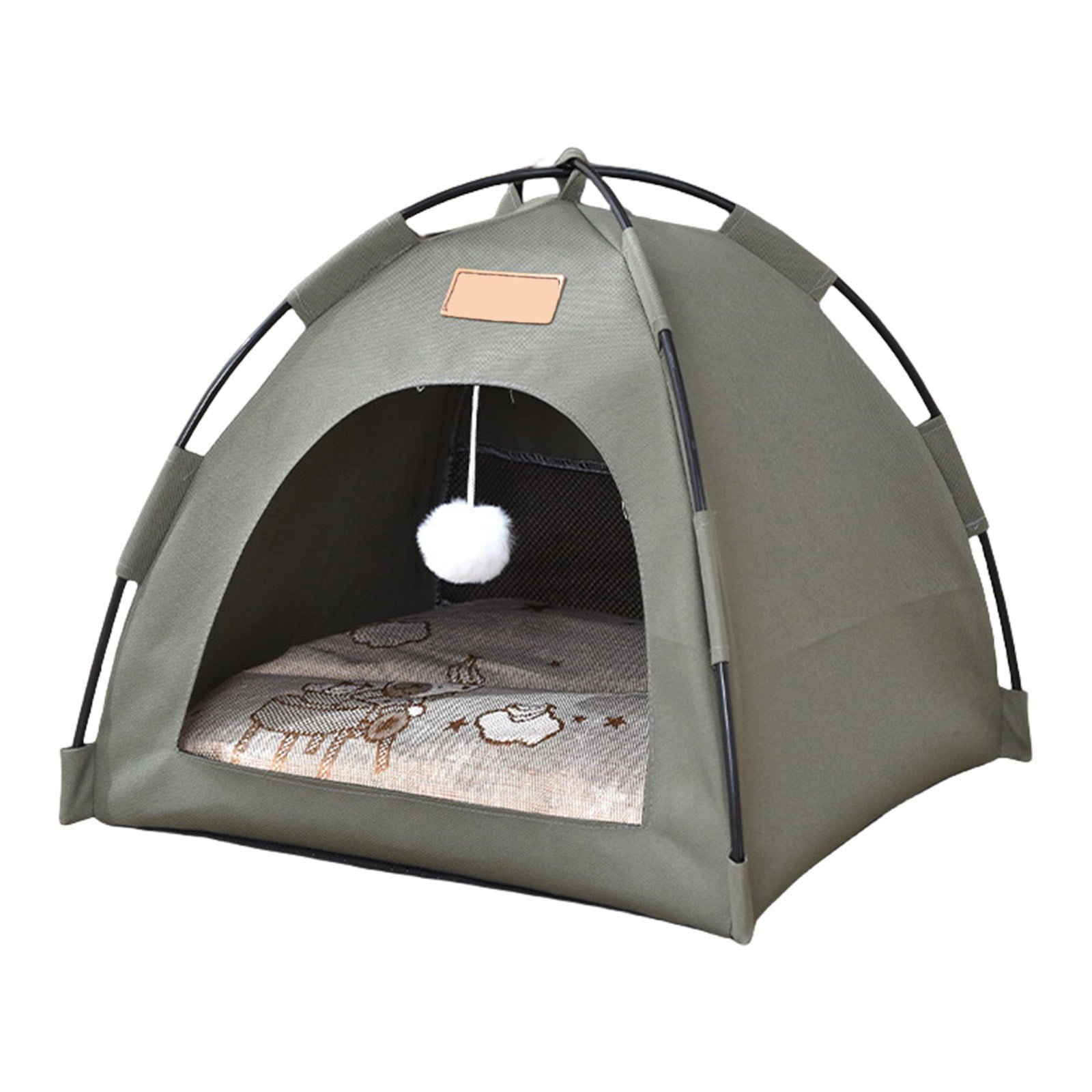 Four Season Mini Pet Tent House, Semi-Closed Rainproof Pet Shelter, Removable Washable Small Dog & Cat Tent for Indoor & Outdoor Green