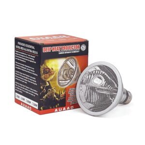 100W Deep Heat Projector Lamp for Reptiles – Infrared A & B Bulb with Reflector – Basking Heat Light for Bearded Dragons, Turtles, Snakes, Lizards & Amphibians