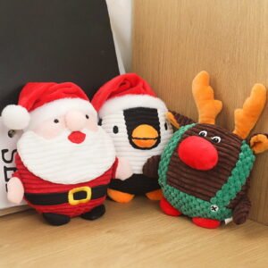 dianhelloya Puppy Toy Lovely Sounding Hanging Rope Santa Claus Plush Dog Toy for Pet