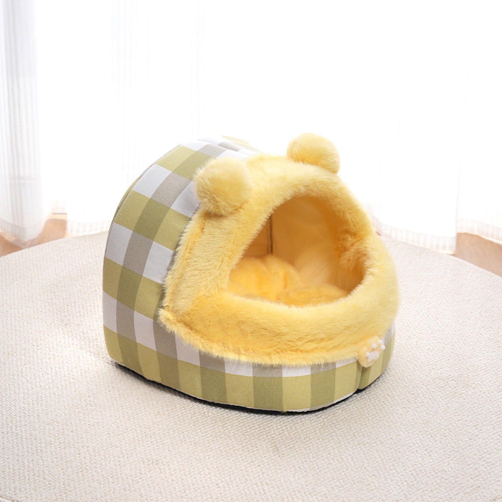 dog beds for small dogs Cats Beds For Indoor Cats Cats House For Pet Large Cats Cave For Pet Bed Foldable Multifunctional Cats Beds And Furniture With Cats And Mat Yellow