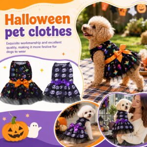 Small Dog Halloween, Purple Skeleton Print Tulle Dress, Halloween Dog Outfit, Cute Dog Skeleton Halloween Attire for Halloween Party Events, Female Puppy Pet Apparel, 1 Pack