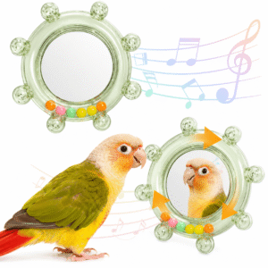 Bird Toys for Cage,Bird Mirror Toys with HD Mirror & Spinner Rattle