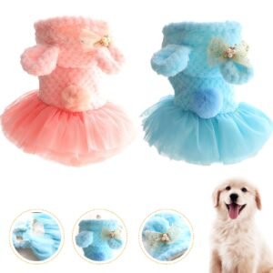 Walbest Dog Dress, Warm Dog Coat Clothes Sweater Dress Dog Skirt Puppy Jacket Pet Indoor Outdoor Winter Coats, Doggy Apparel for Small Medium Dogs&Cats Chihuahua Bulldogs