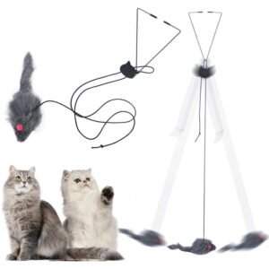 Darzheoy Self Play Hanging Door Cat Mouse Toys for Indoor Cats Kitten, Interactive Cat Mice Toys for Hunting Exercising Eliminating Boredom, for All Breeds