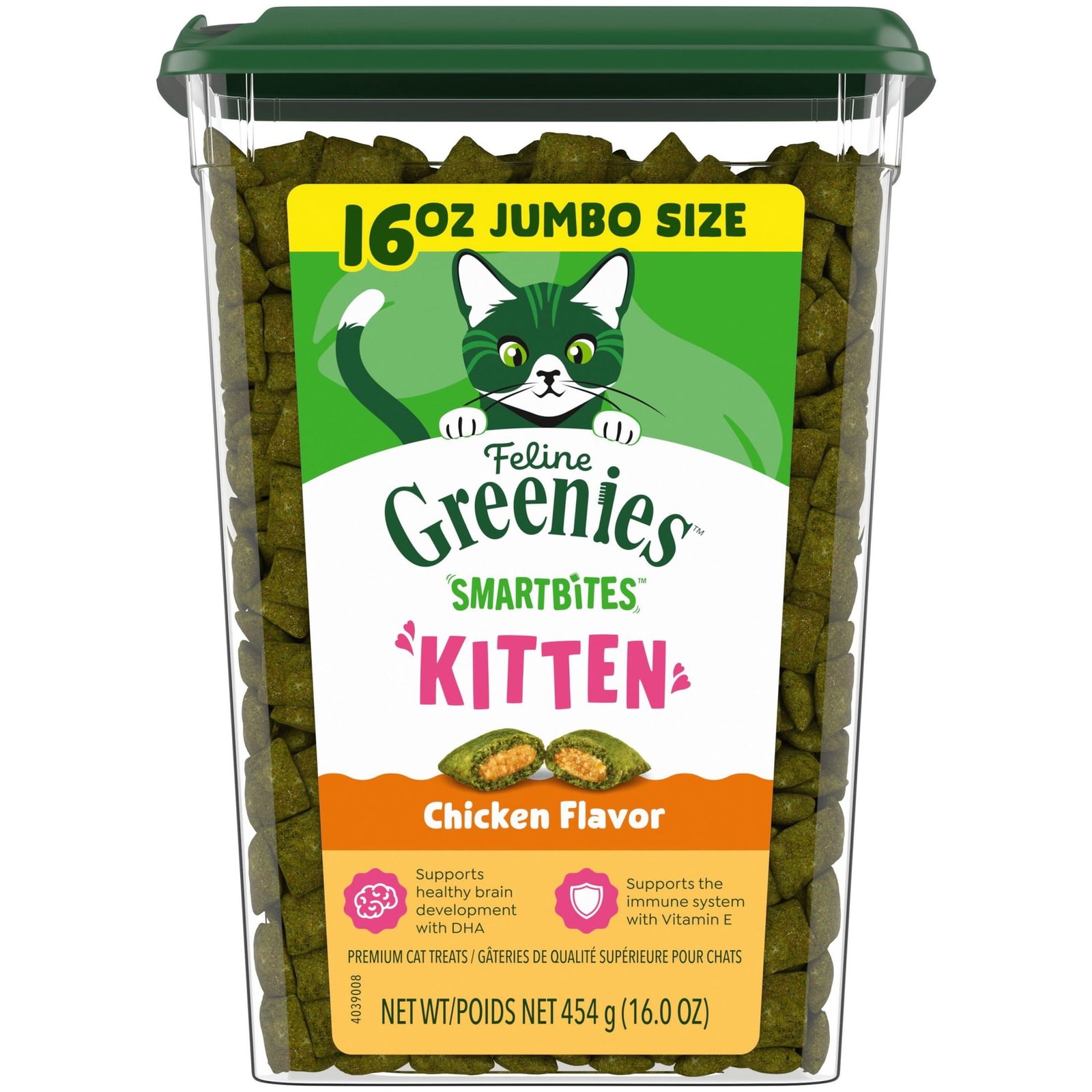 Greenies Feline Smartbites Chicken Flavor Kitten Treats, 16 oz Tub