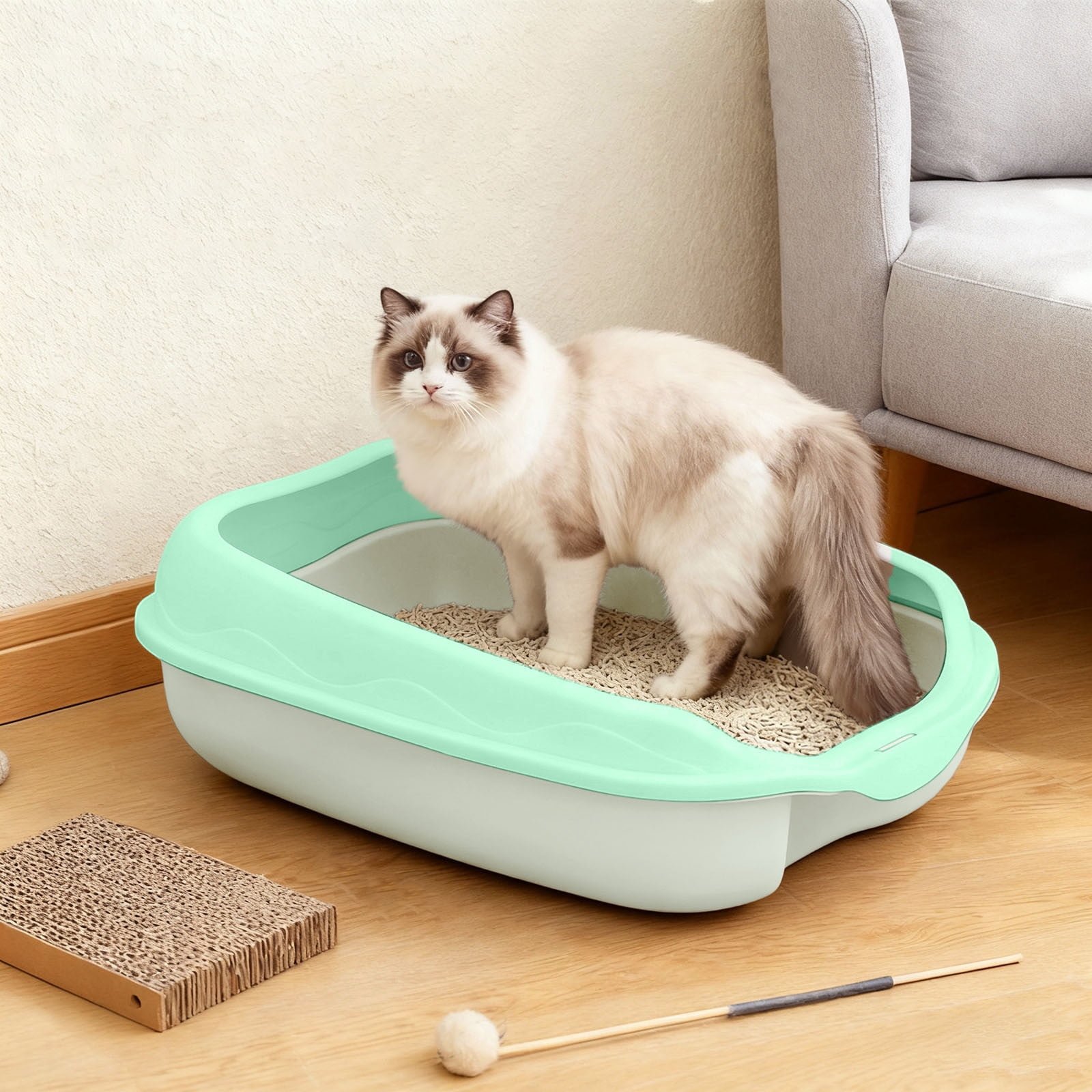 Pet Accessories for Indoor Cats with Semi-Enclosed Litter – Odor Control Breathable Material Easy Observation Durable Enclosure