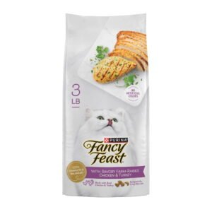 Purina Fancy Feast Indoor Dry Cat Food, Chicken & Turkey, 3 lb Bag, 4 Pack