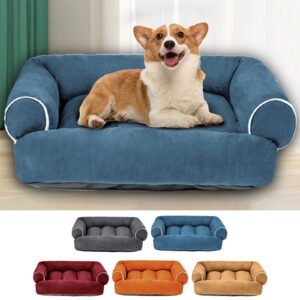 KOYPTL Washable Dog Bed Medium Size Senior Dog Orthopedic Warm Soft Pets Sofa Waterproof Pet Couch with Sides Non-Slip and Egg-Crate Foam Beds with Removable Cover, 18x15Inch Red